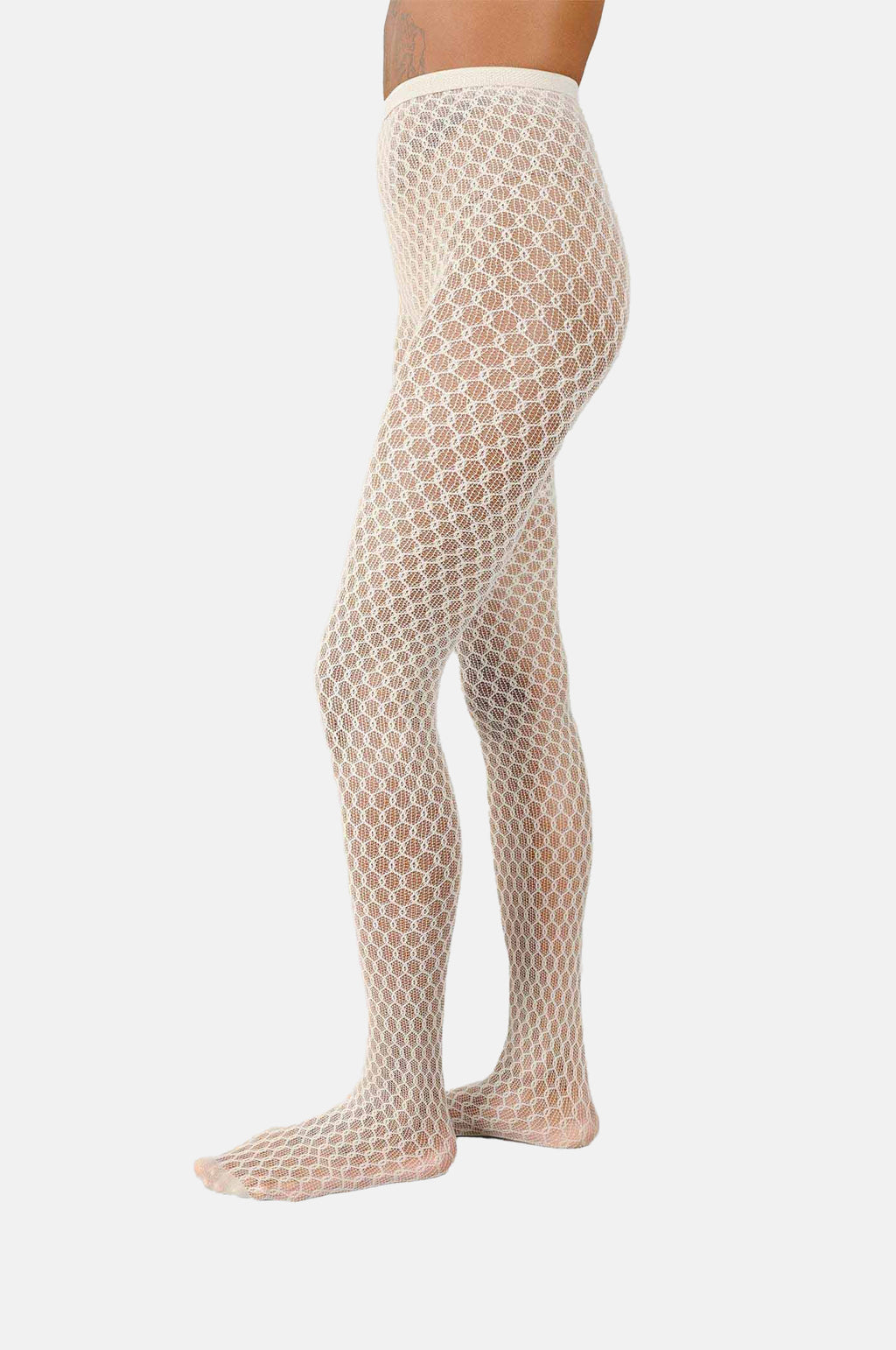 Swedish Stockings Laura Net Tights Oyster Grey.
