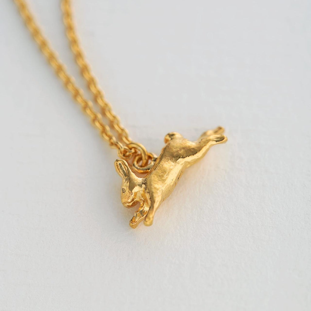 A.M. Leaping Rabbit Necklace Gold