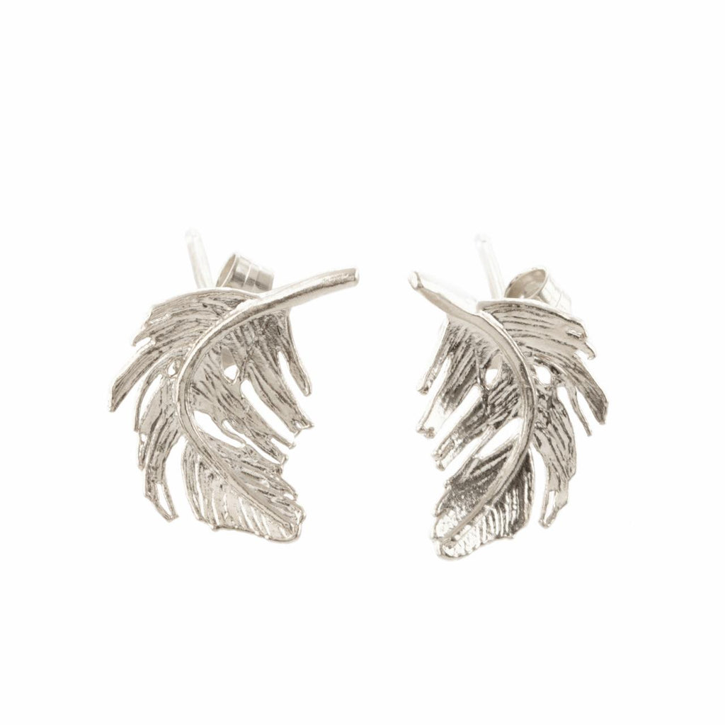 A.M. Feather Stud Earrings Silver