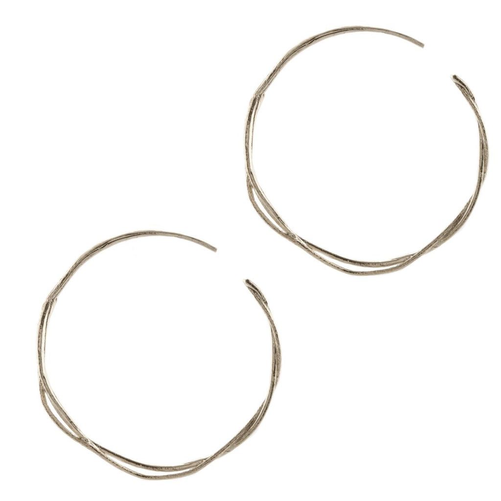 A.M. Fine Twist Hoop Earrings Silver