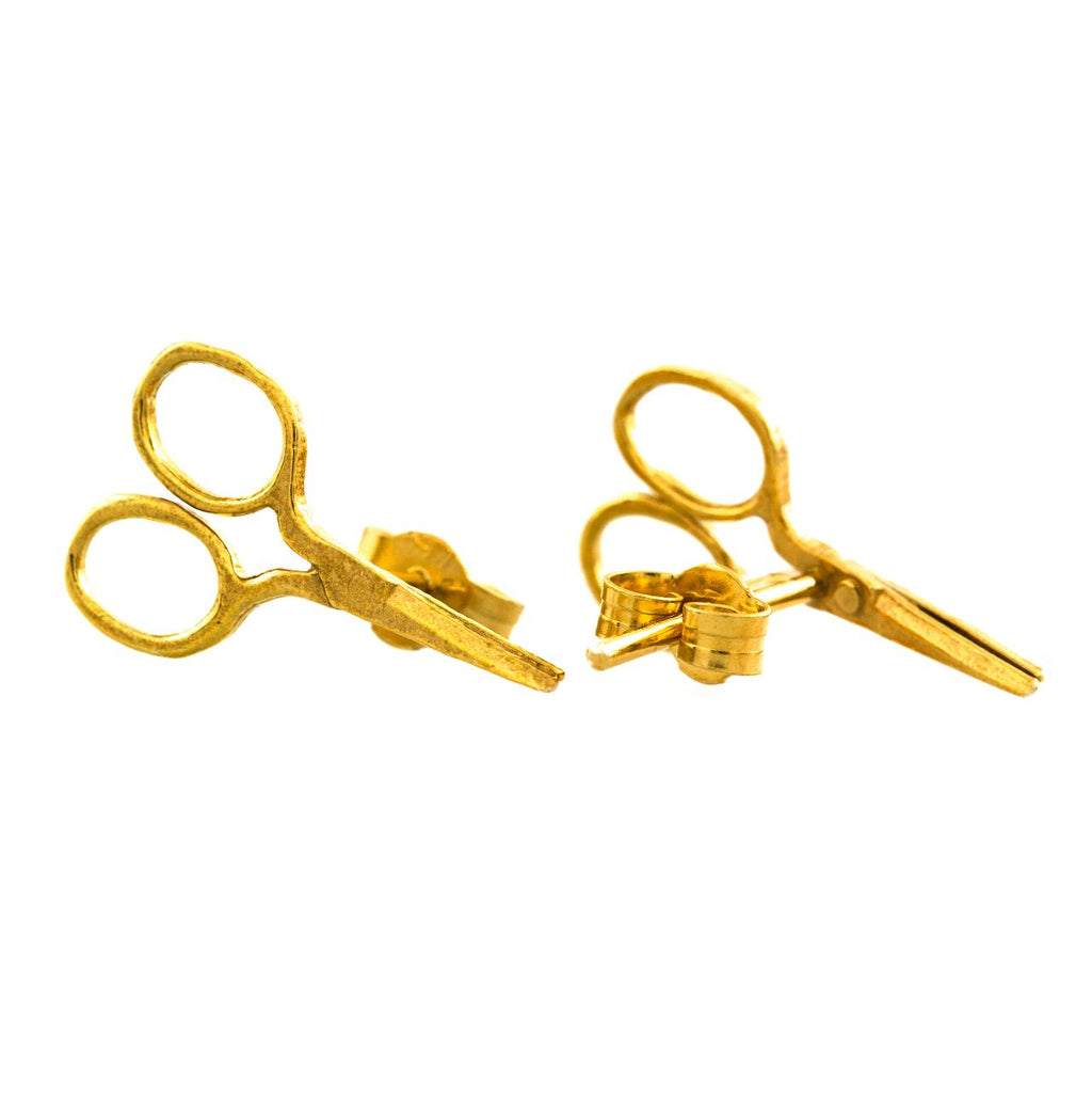 A.M. Little Sewing Scissor Stud Earrings Gold