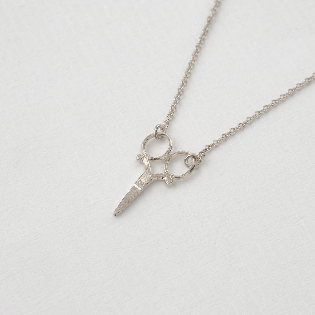A.M. Little Inline Sewing Scissors Necklace Silver