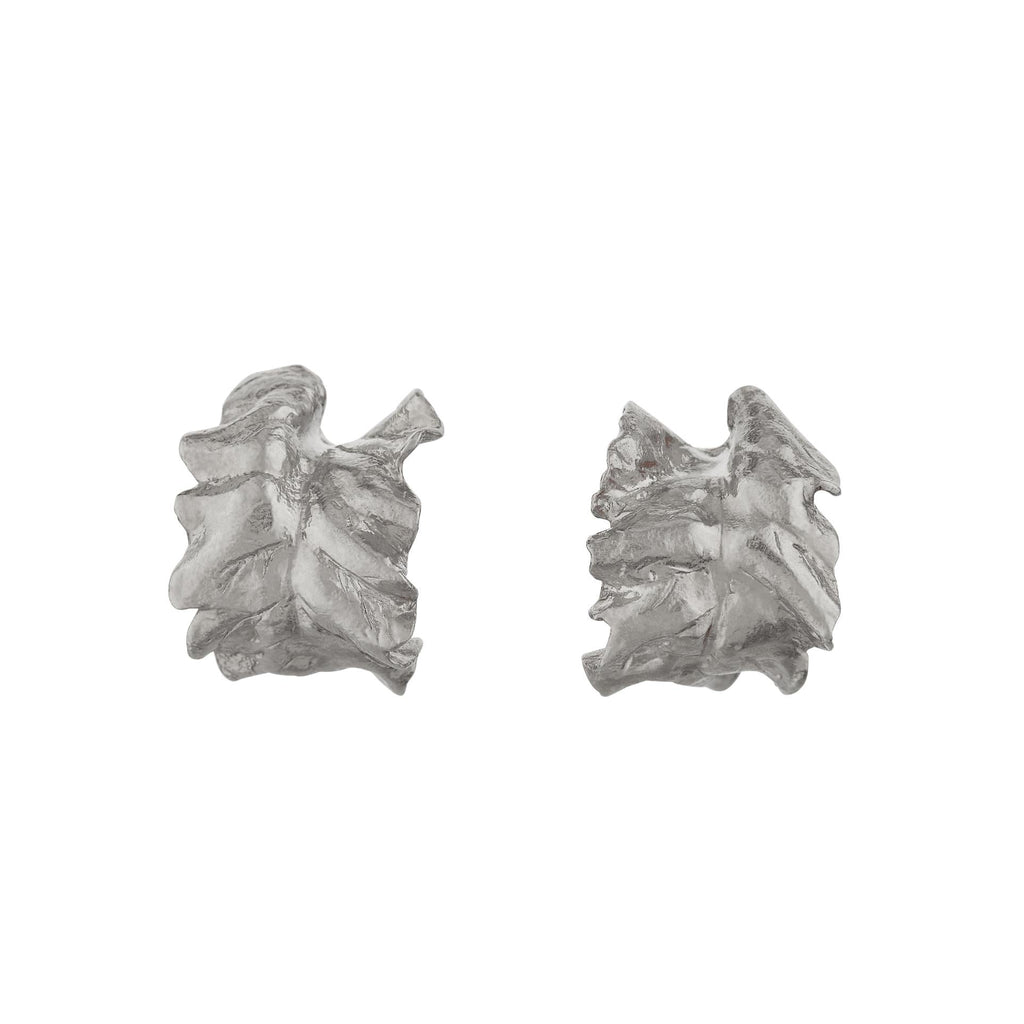 A.M. Chard Leafy Hoop Earrings Silver