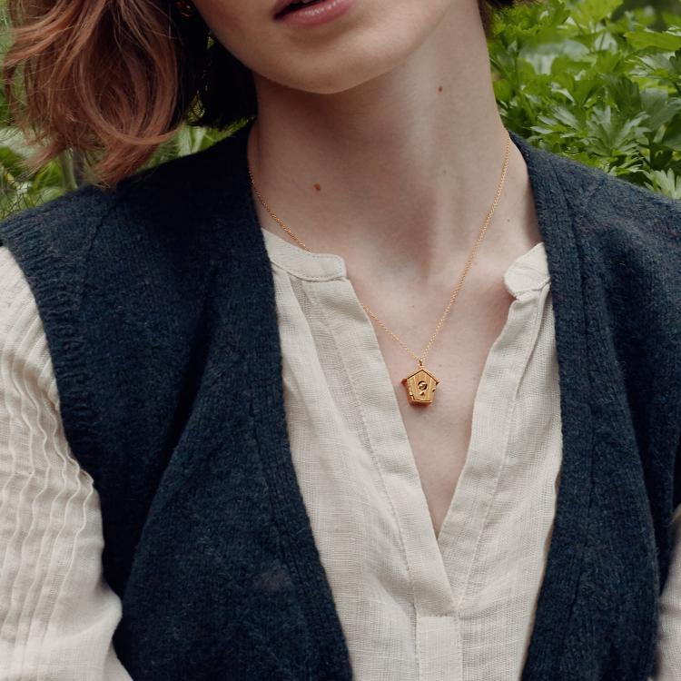 A.M. Nesting Birdhouse Necklace Silver