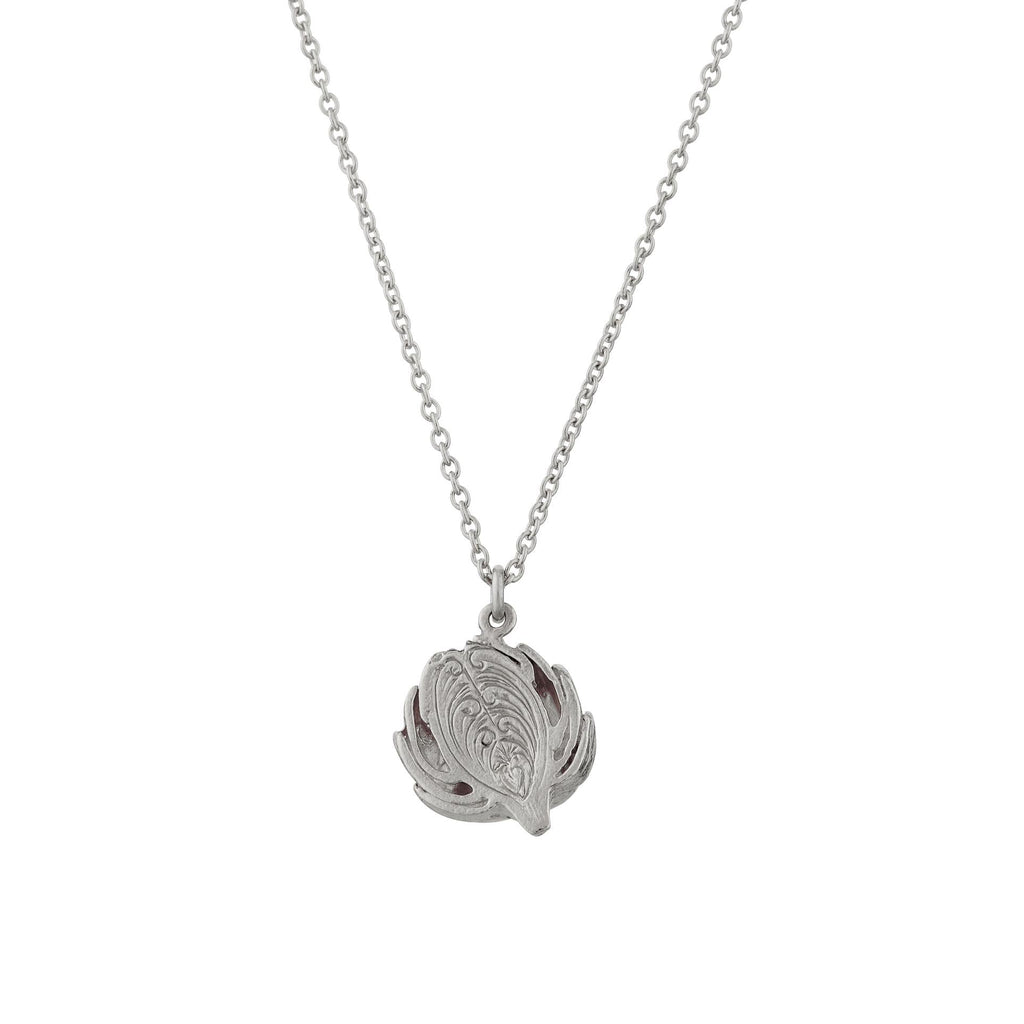 A.M. Artichoke Necklace with Engraved Heart Silver