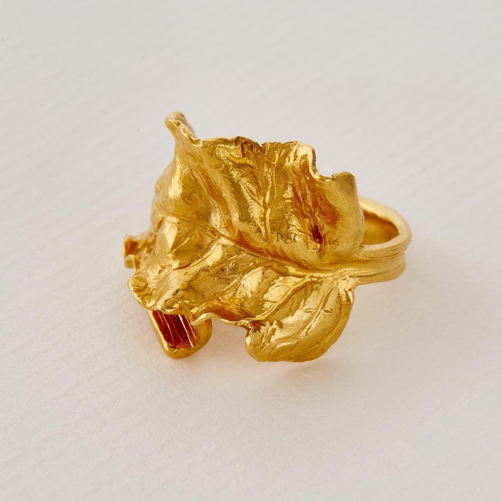 A.M. Wrapped Chard Leaf Ring Gold