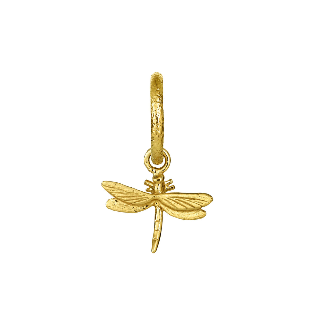 A.M. Teeny Tiny Single Huggie Hoop Earring with Dragonfly 18ct Solid Gold