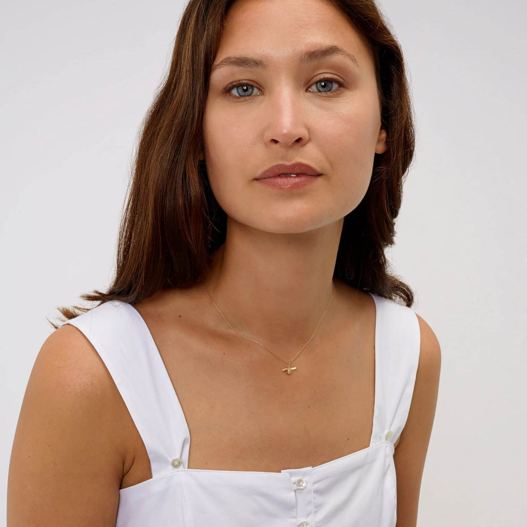 A.M. Teeny Tiny Bumblebee Necklace 18ct Solid Gold