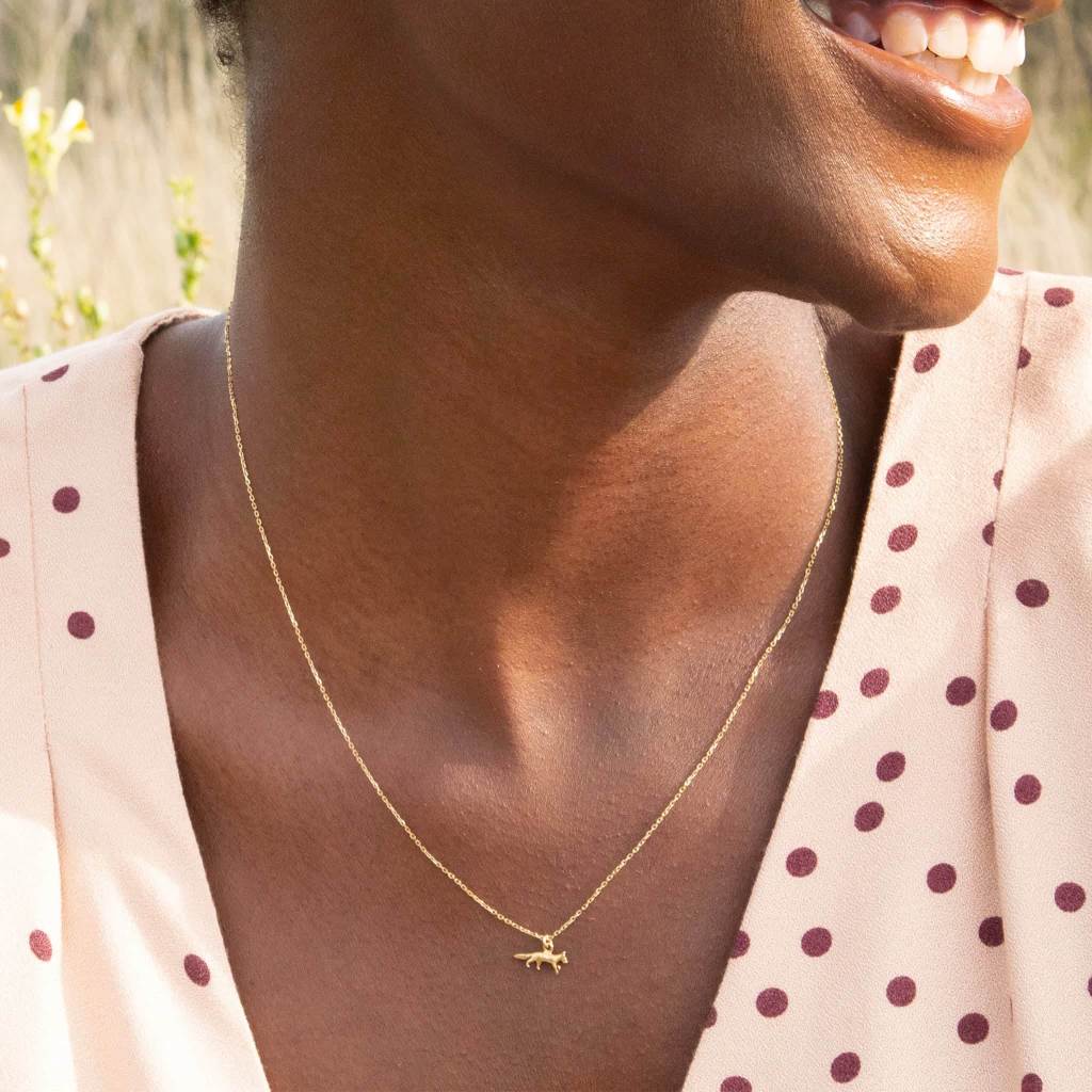 A.M. Teeny Tiny Fox Necklace 18ct Solid Gold
