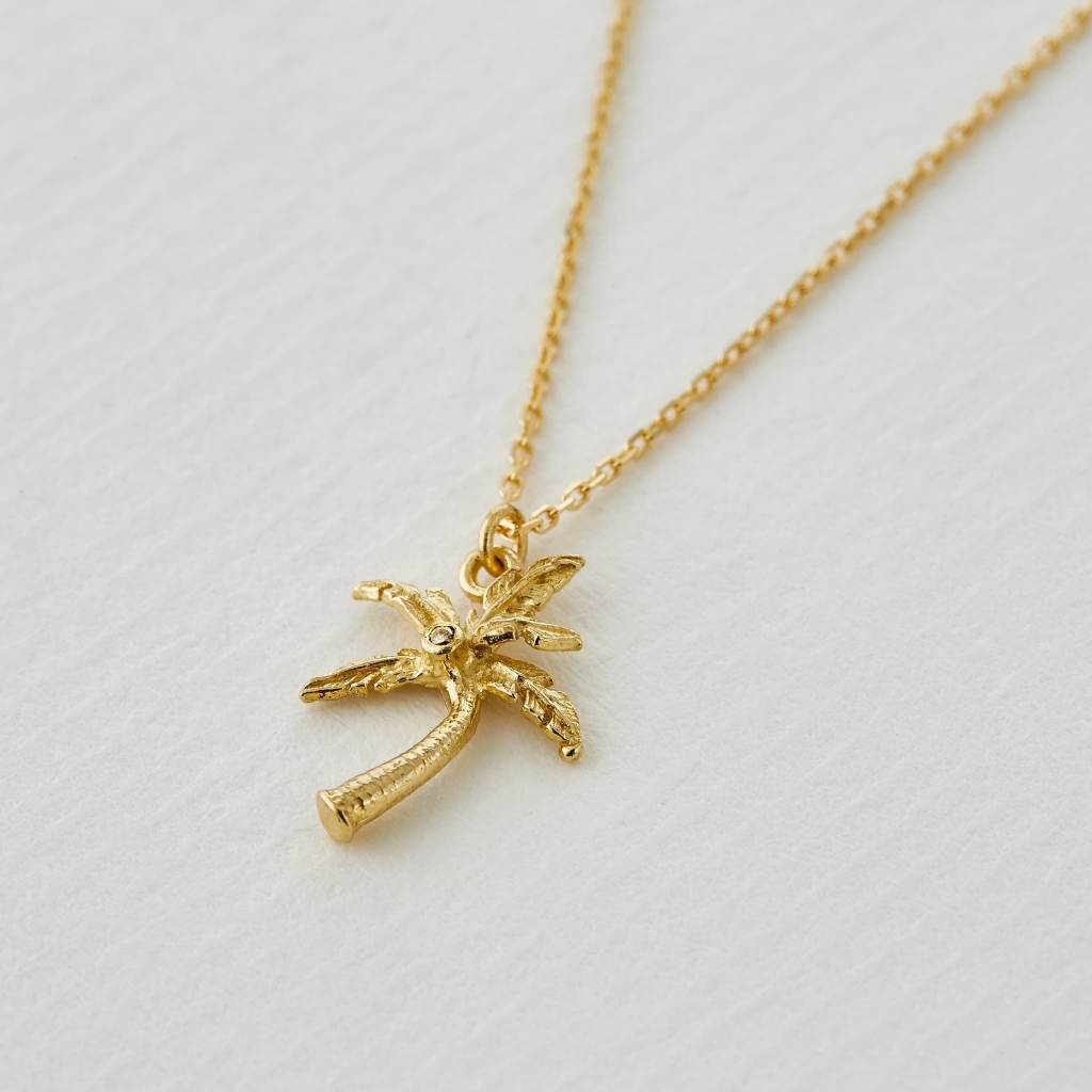 A.M. Teeny Tiny Palm Tree Necklace 18ct Solid Gold
