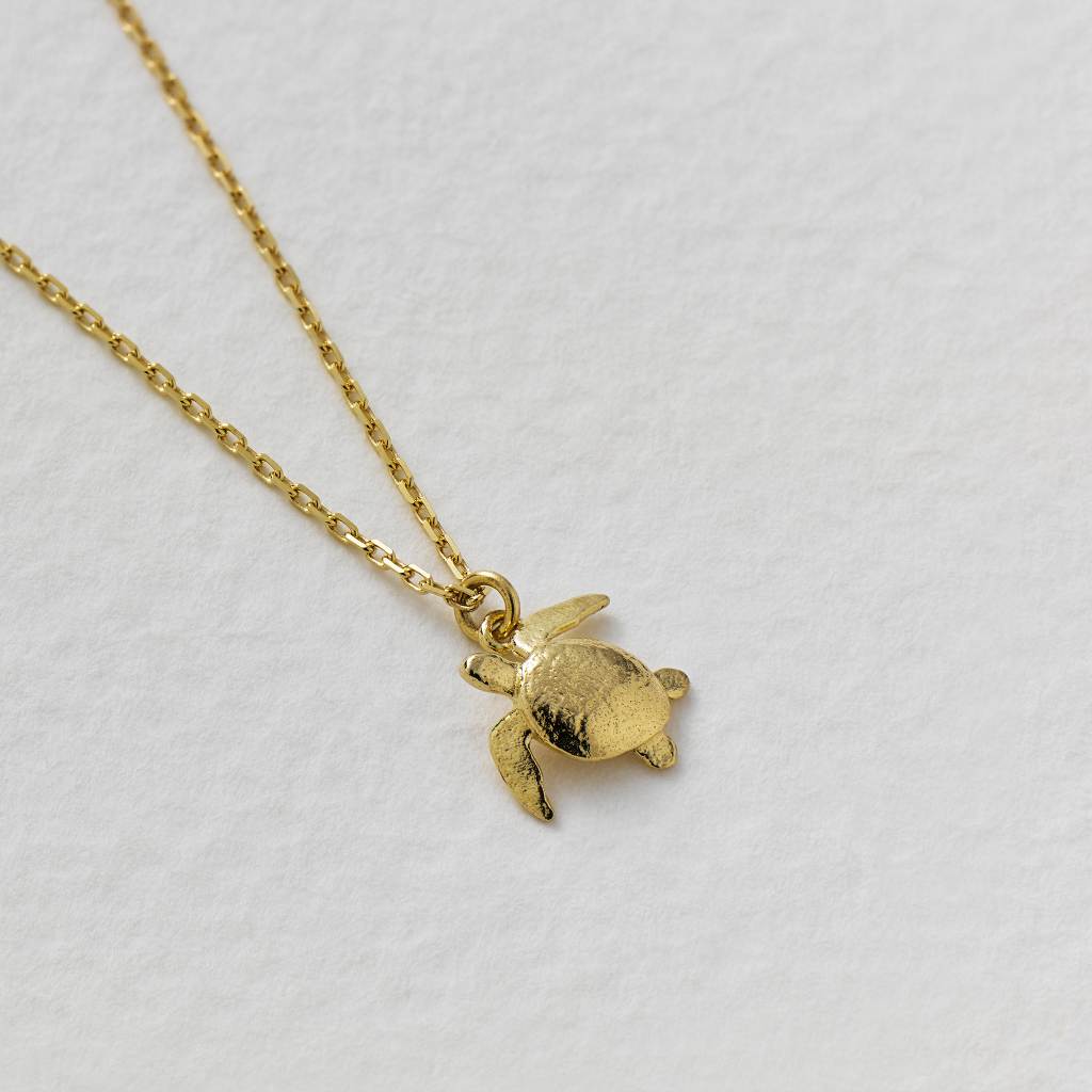 A.M. Teeny Tiny Sea Turtle Necklace 18ct Solid Gold