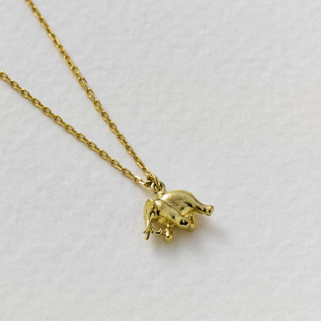A.M. Teeny Tiny Elephant Necklace 18ct Solid Gold