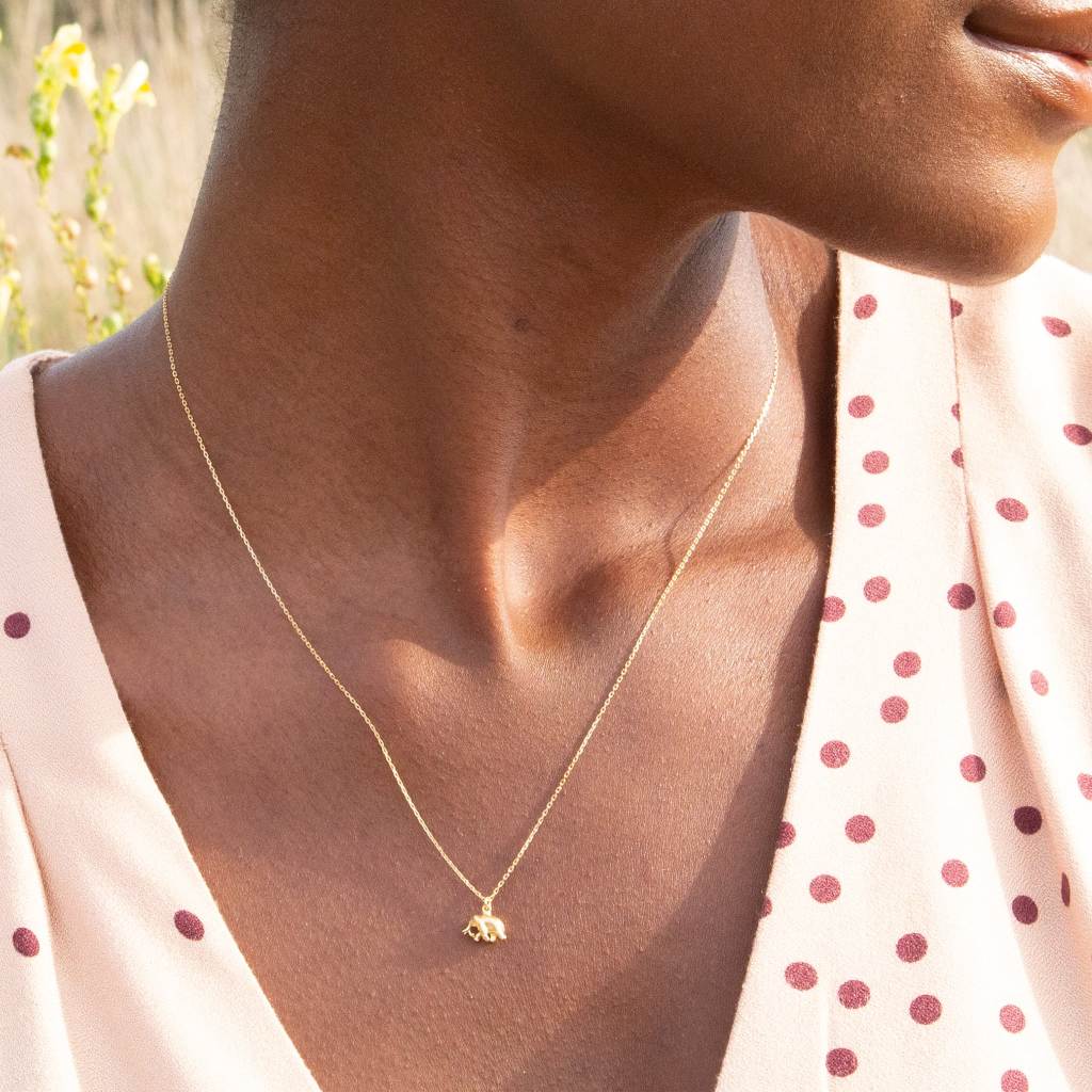 A.M. Teeny Tiny Elephant Necklace 18ct Solid Gold