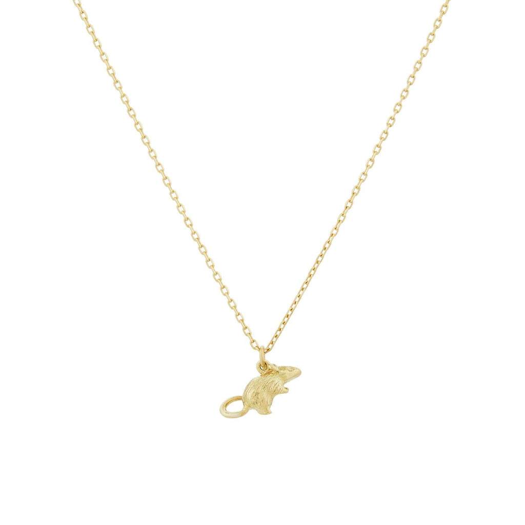 A.M. Teeny Tiny Mouse Necklace 18ct Solid Gold