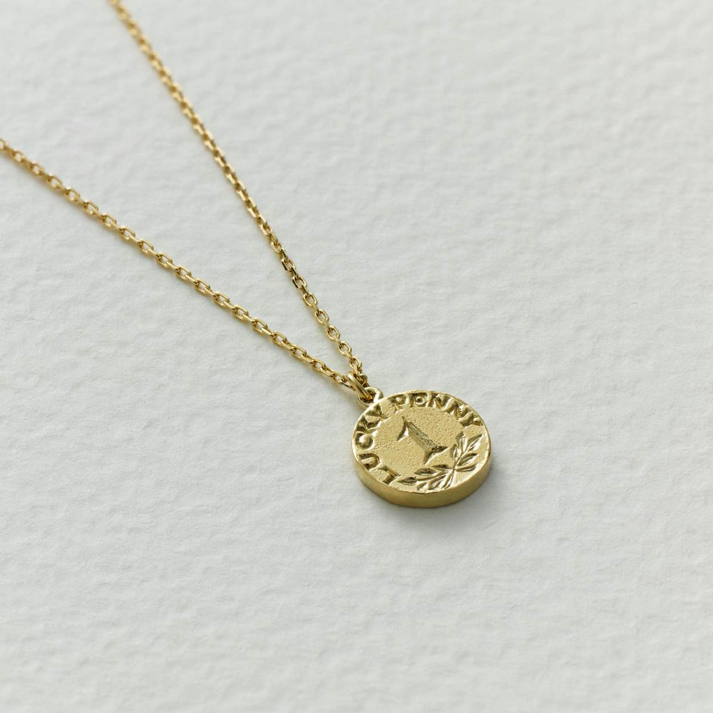 A.M. Teeny Tiny Lucky Penny Necklace 18ct Solid Gold