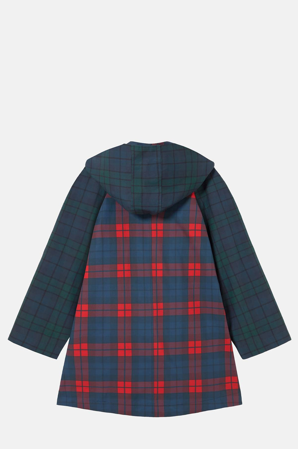 Check Hood Trench Coat Light Navy/Dark Red