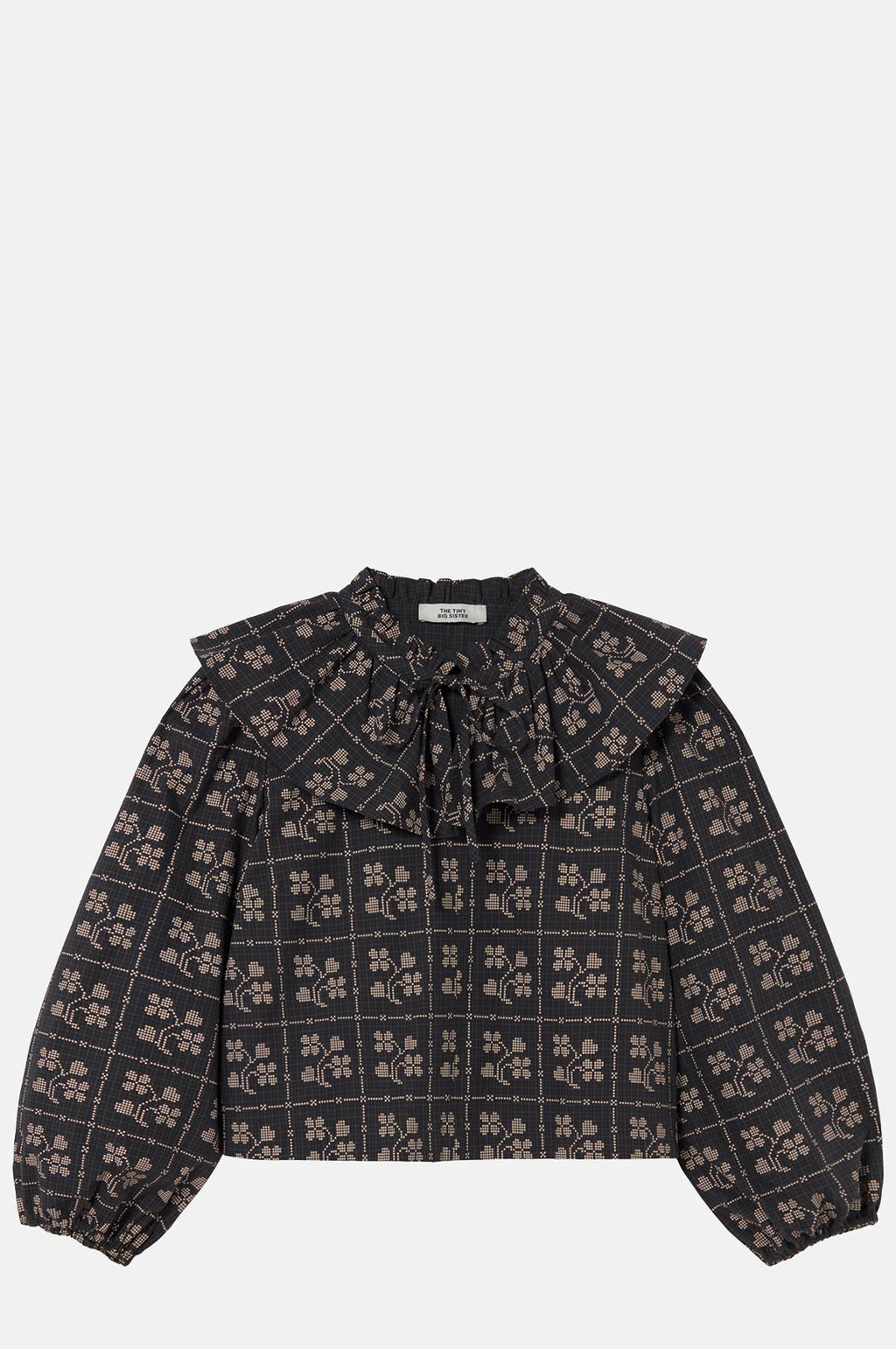 The Tiny Big Sister Dots Flowers Puff Sleeves Blouse.