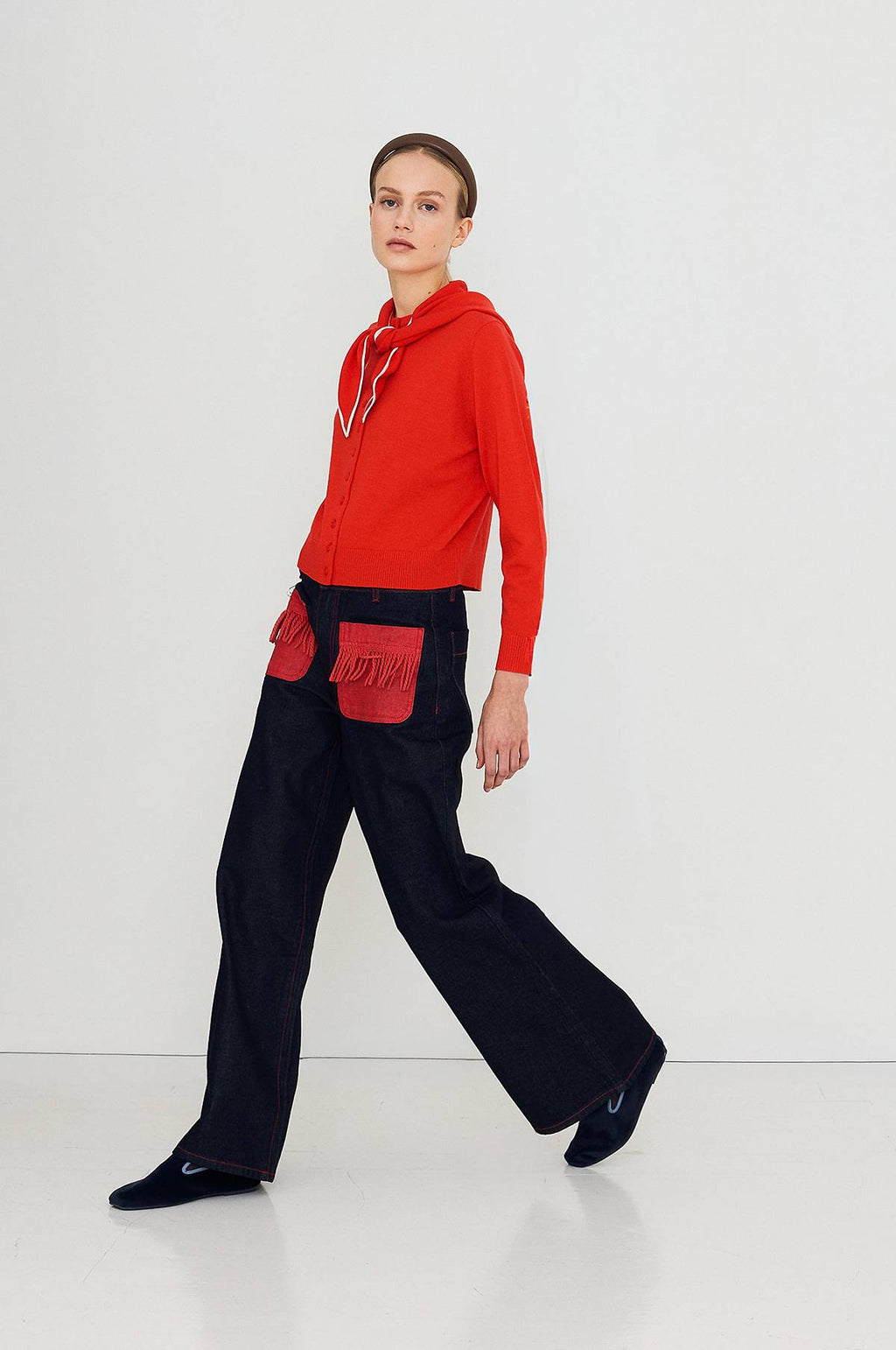 Scarf Neck Lara Cardigan Dark Red