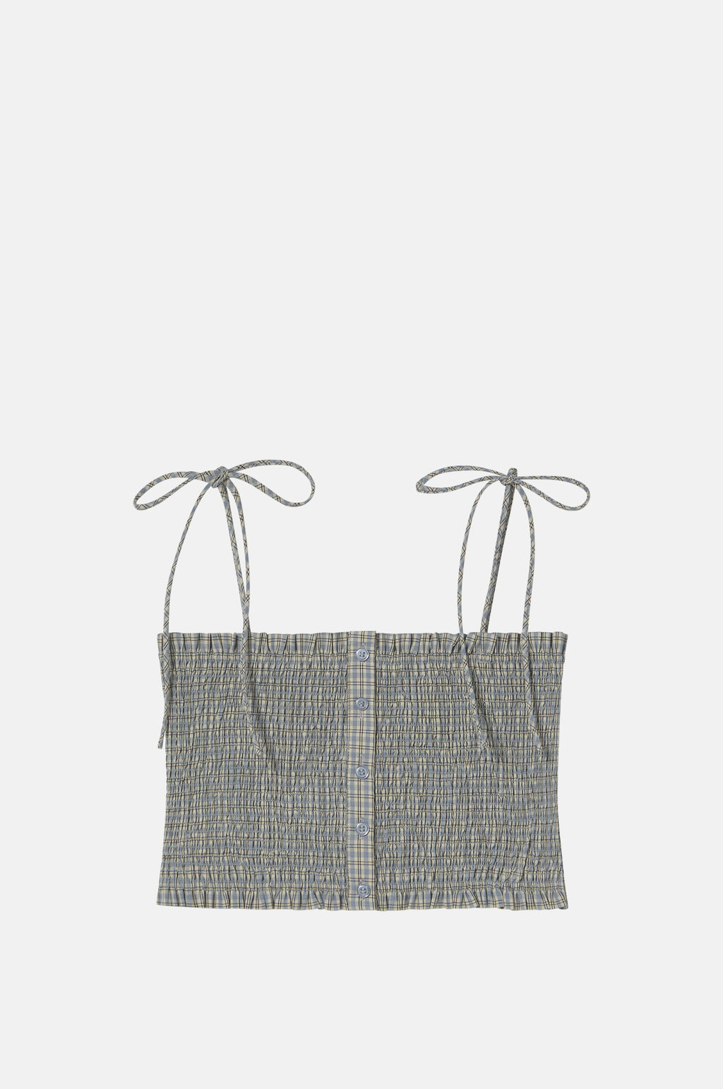 The Tiny Big Sister Small Check Cropped Top Dark Vanilla Azure.