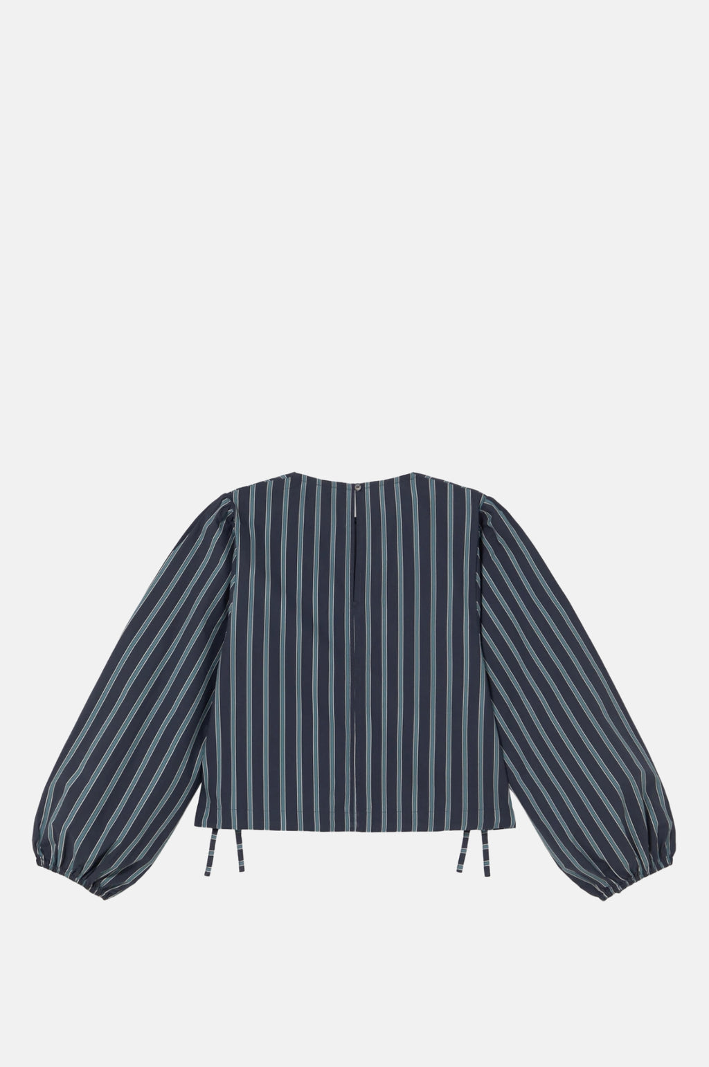 Striped Puff Sleeves Blouse Navy