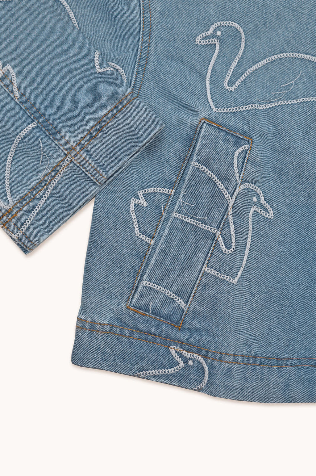 Swans Cropped Jacket Light Wash Denim