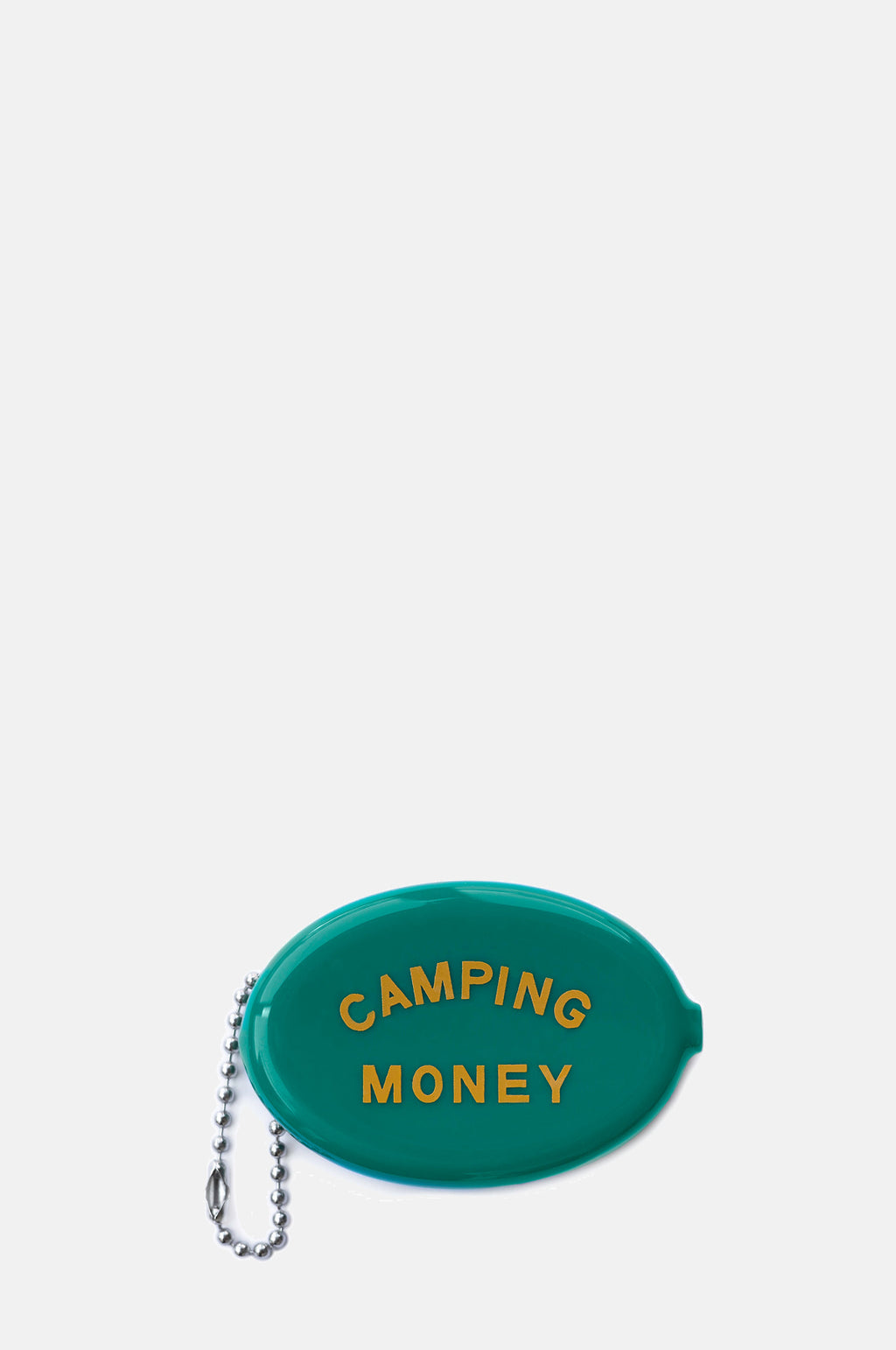 Three Potato Four Camping Money coin purse in green and yellow.