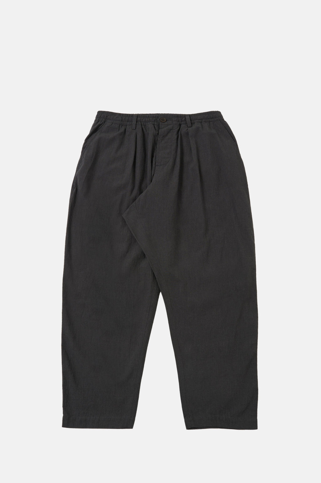 Universal Works Pleated Track Pant Seattle Cotton Charcoal.