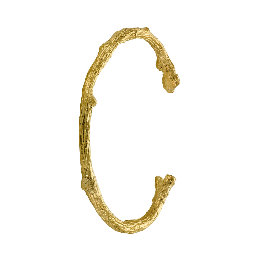 A.M. Apple Blossom Branch Open Cuff Bangle Gold