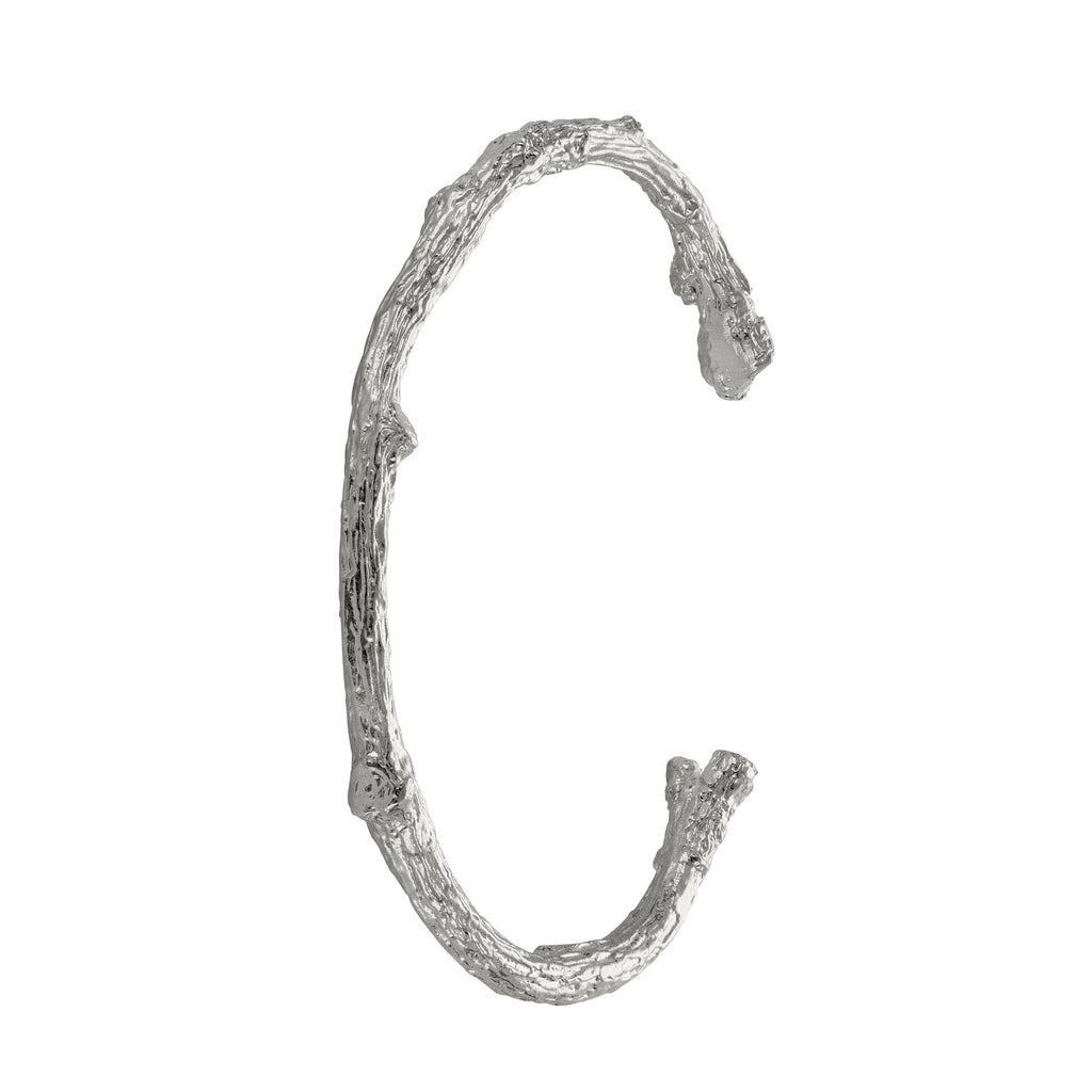 A.M. Apple Blossom Branch Open Cuff Bangle Silver