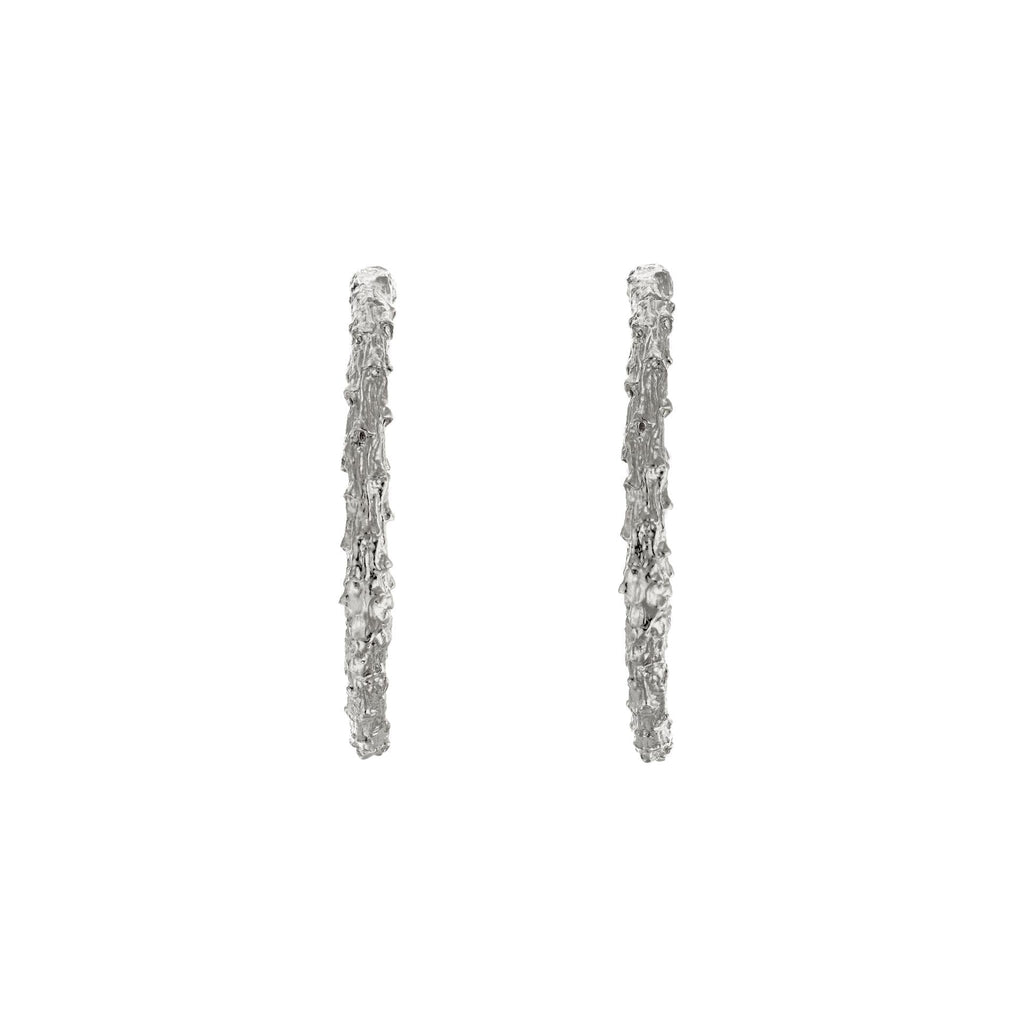 A.M. Pine Twig Hoop Earrings Silver