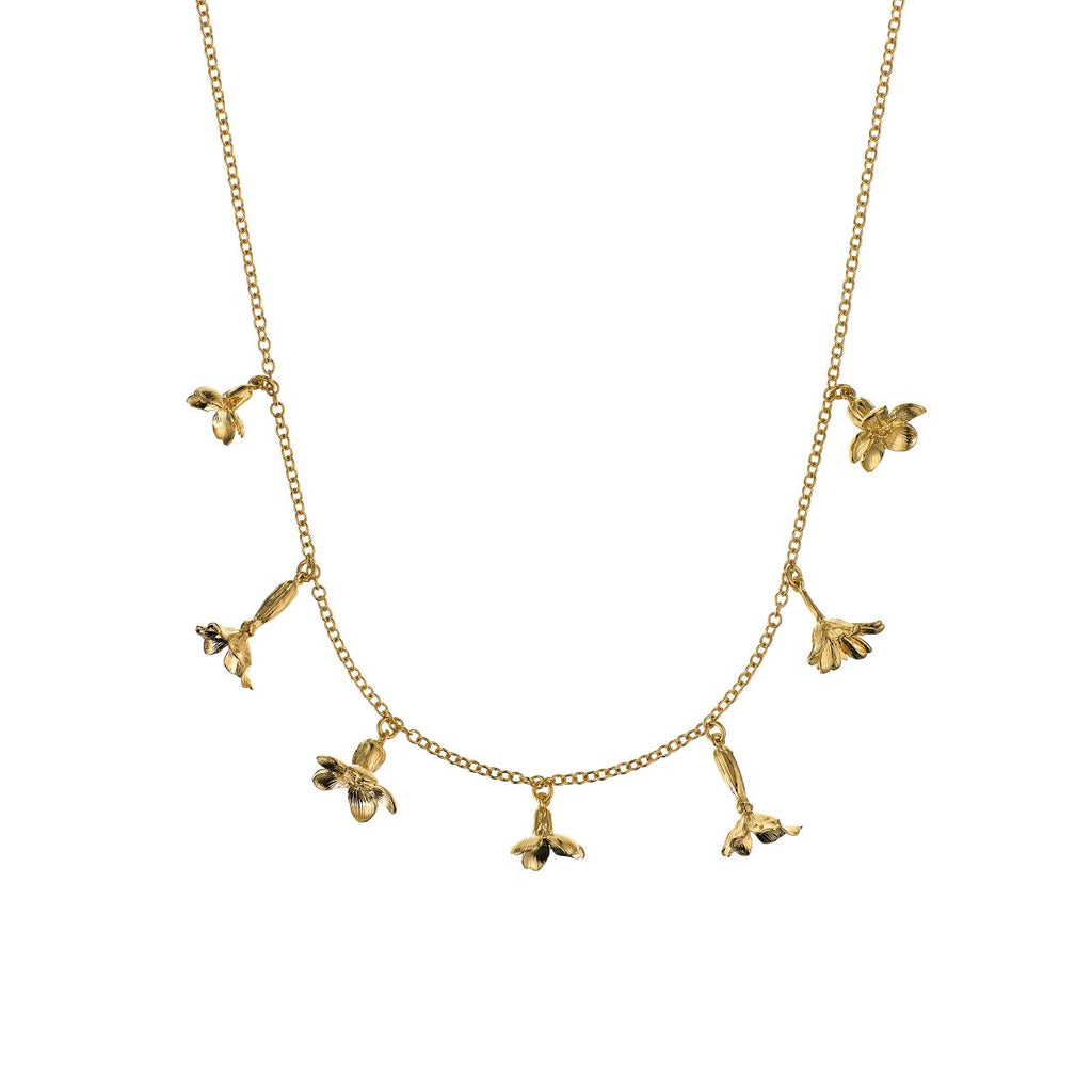 A.M. Tumbling Wildflower Medley Station Necklace Gold