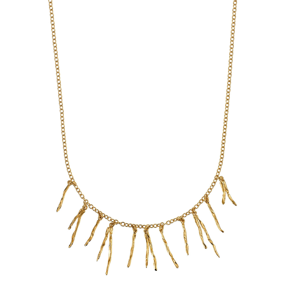 A.M. Scattered Pine Needle Necklace Gold