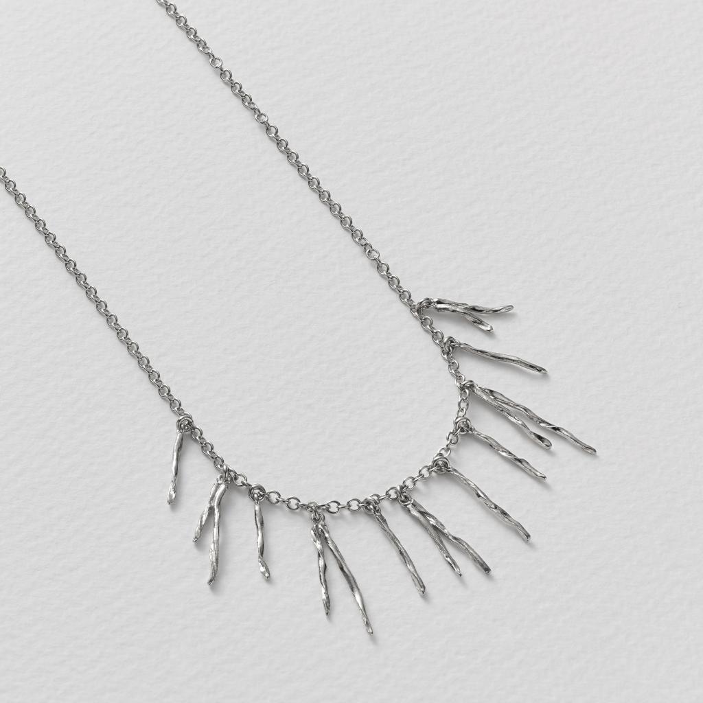 A.M. Scattered Pine Needle Necklace Silver