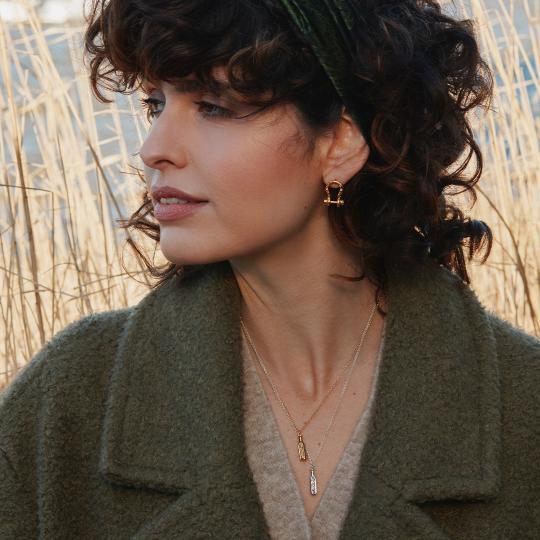 A.M. Aged Boatyard Link Stud Earrings Gold