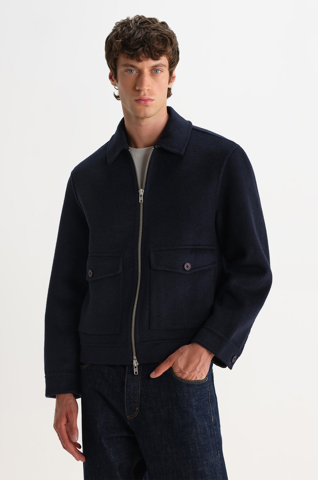 Hamblin Jacket Double Face Check Navy