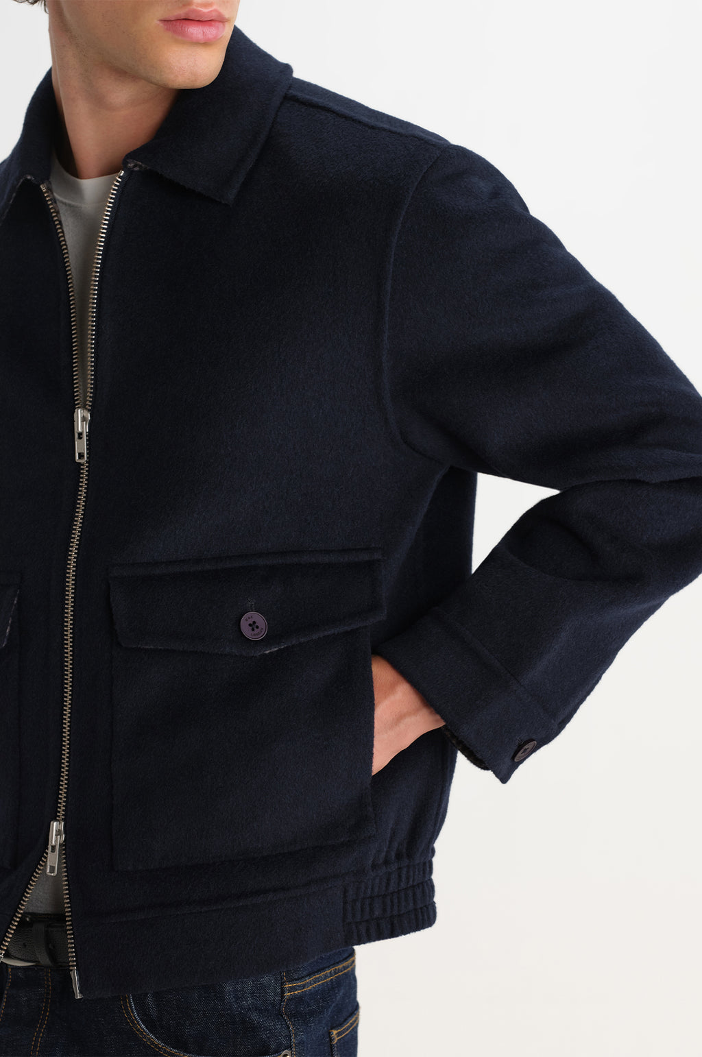 Hamblin Jacket Double Face Check Navy