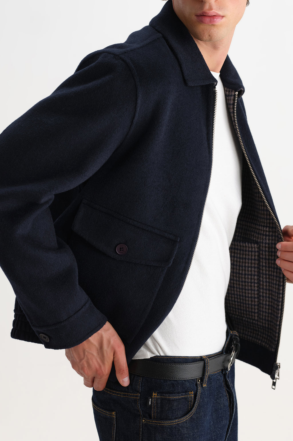 Hamblin Jacket Double Face Check Navy
