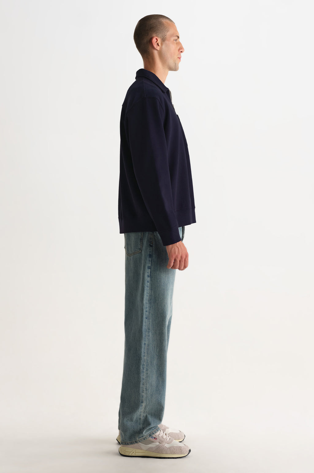 Reeve Quarter Zip Sweatshirt Washed Navy
