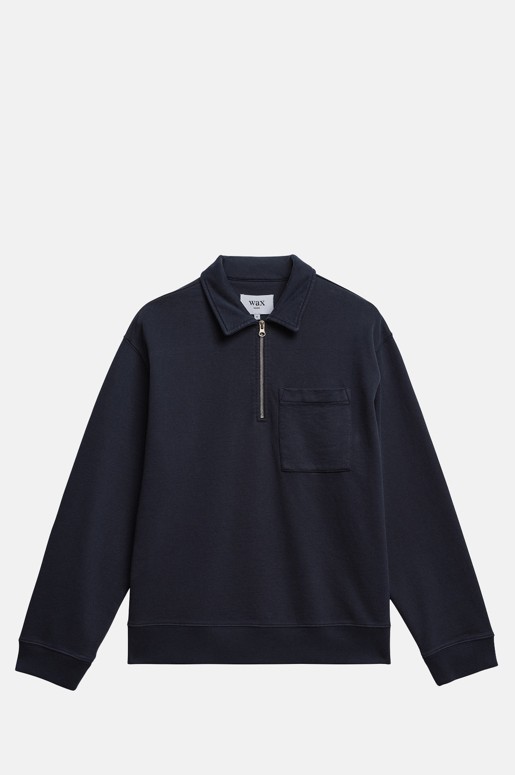 Wax London Reeve Quarter Zip Sweatshirt Washed Navy.