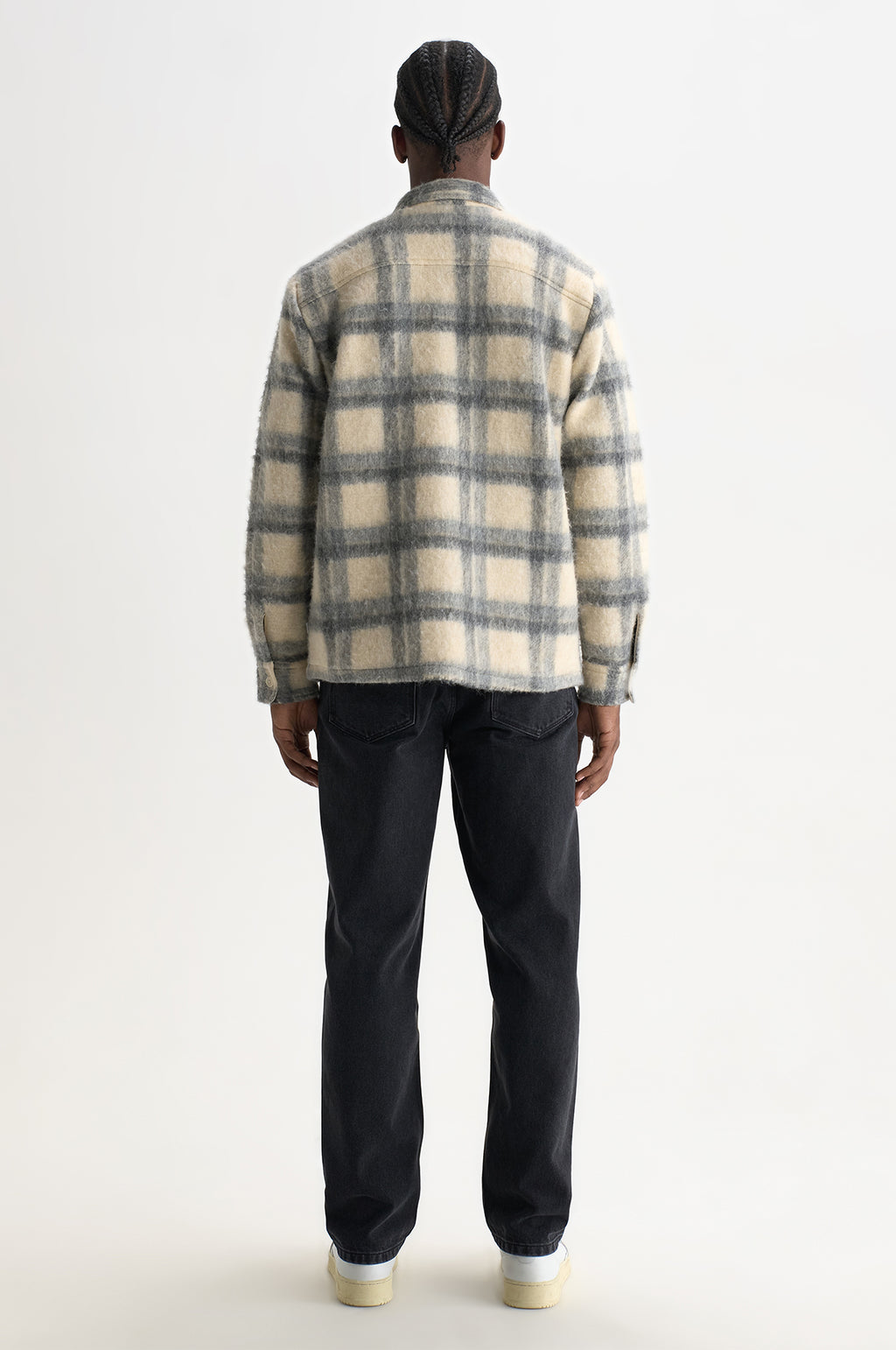 Whiting Overshirt Ash Wool Blend Check Ecru/Grey
