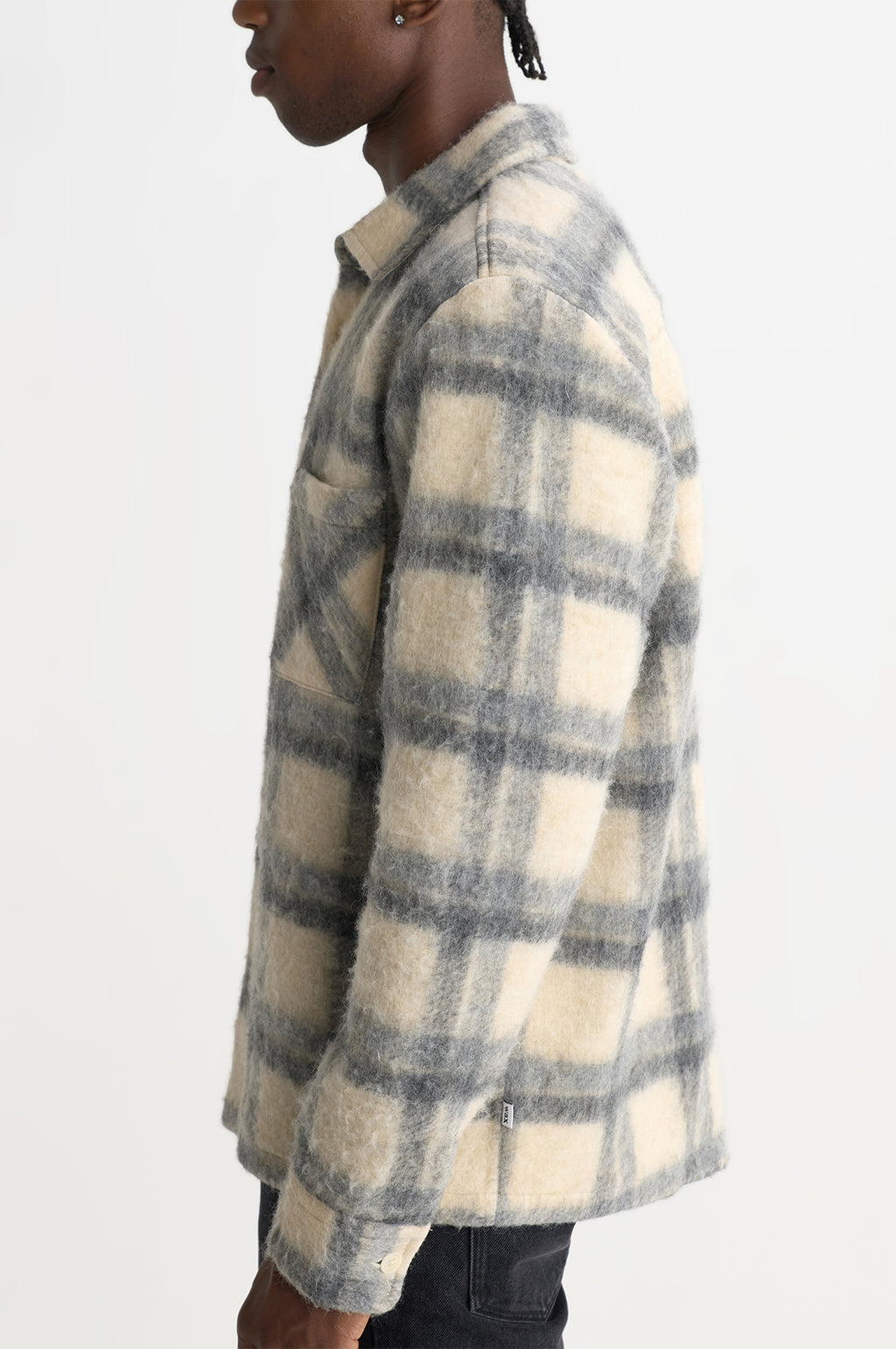 Whiting Overshirt Ash Wool Blend Check Ecru/Grey