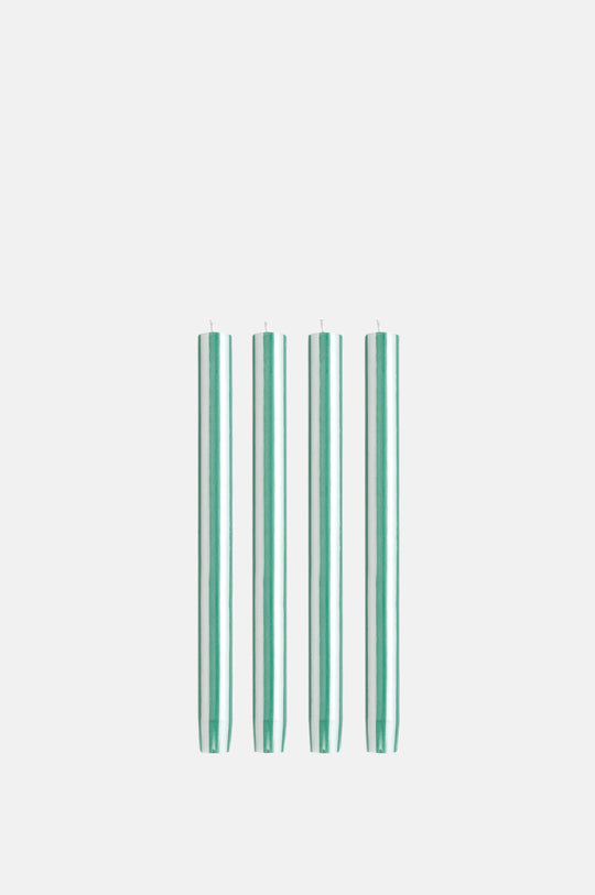 Lawn Green/White Dinner Candles Set of 4