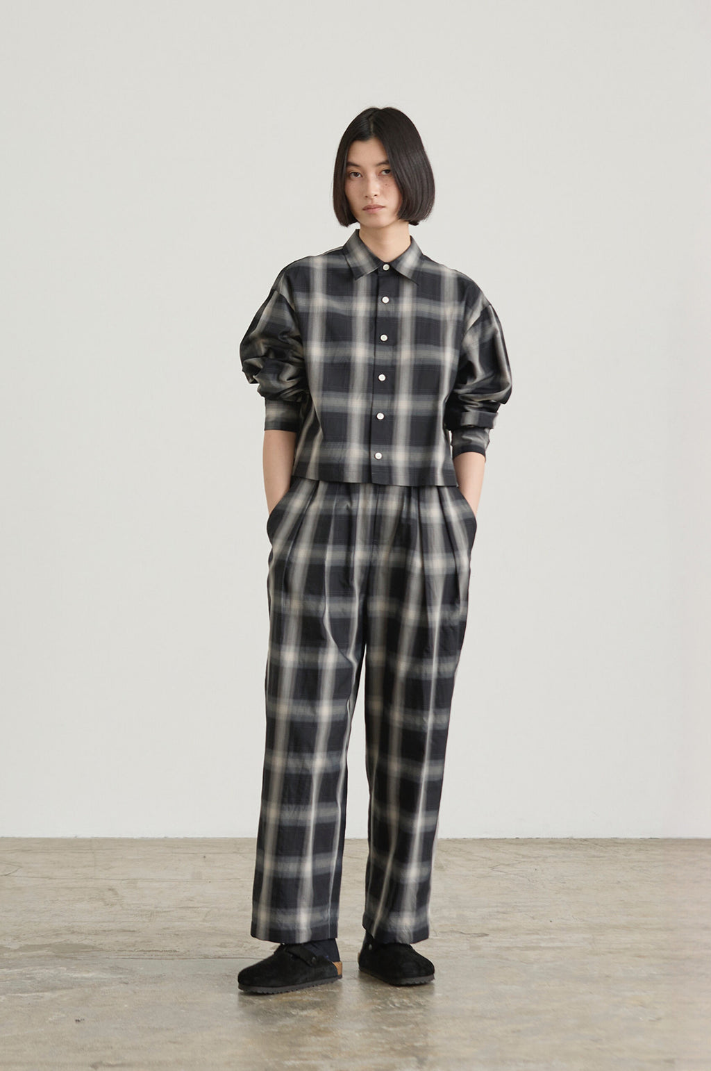 Sara-W Top Grey Check