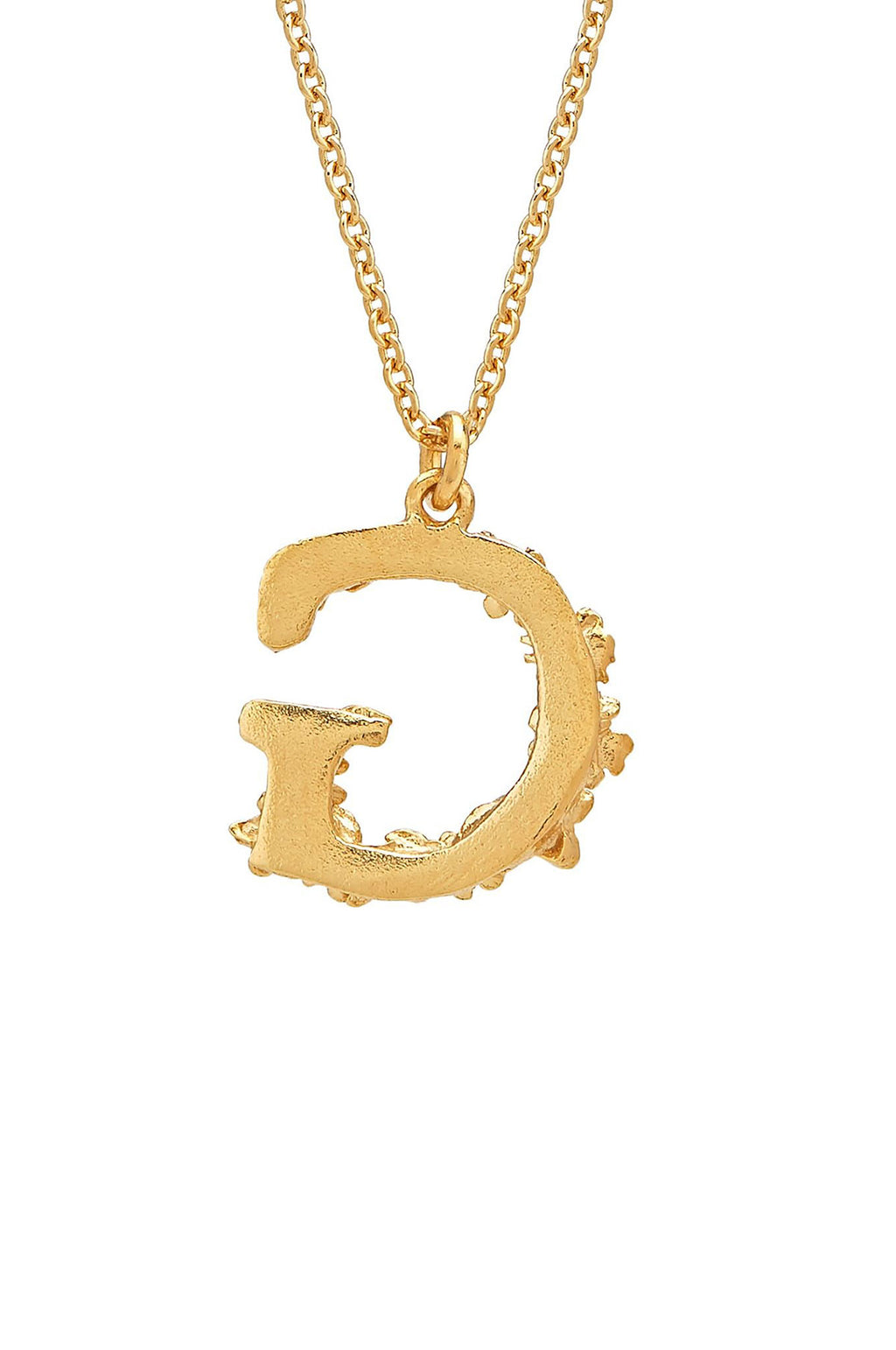 Floral Letter G Necklace Gold Plate