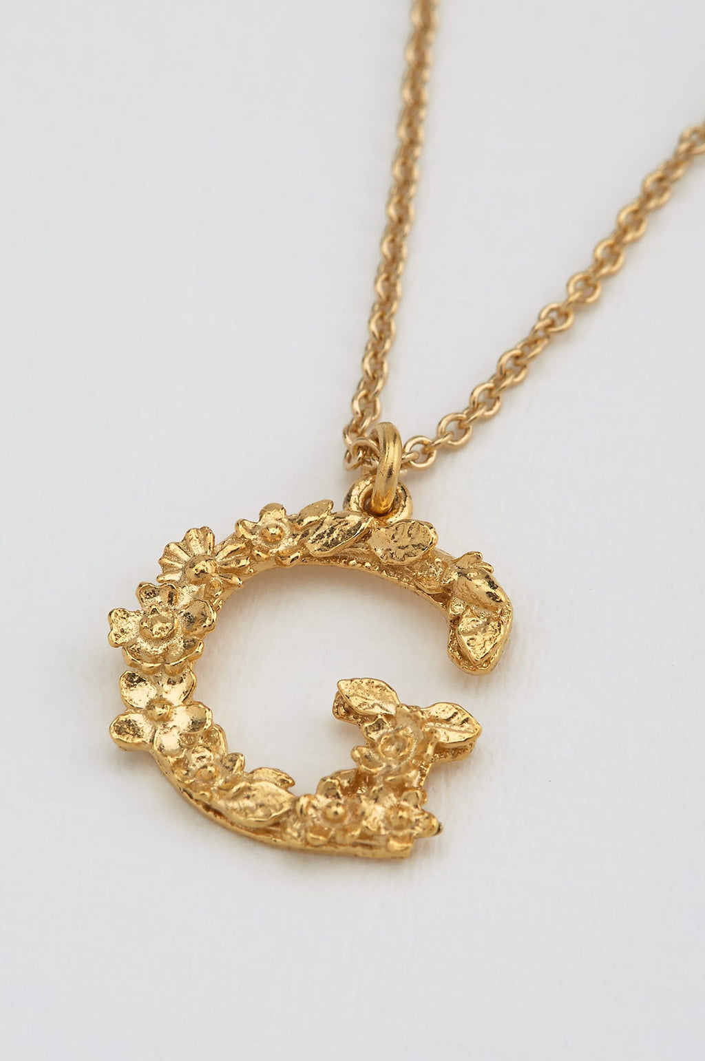 Floral Letter G Necklace Gold Plate
