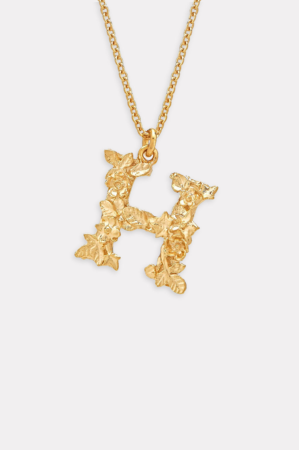 Floral Letter H Necklace Gold Plate
