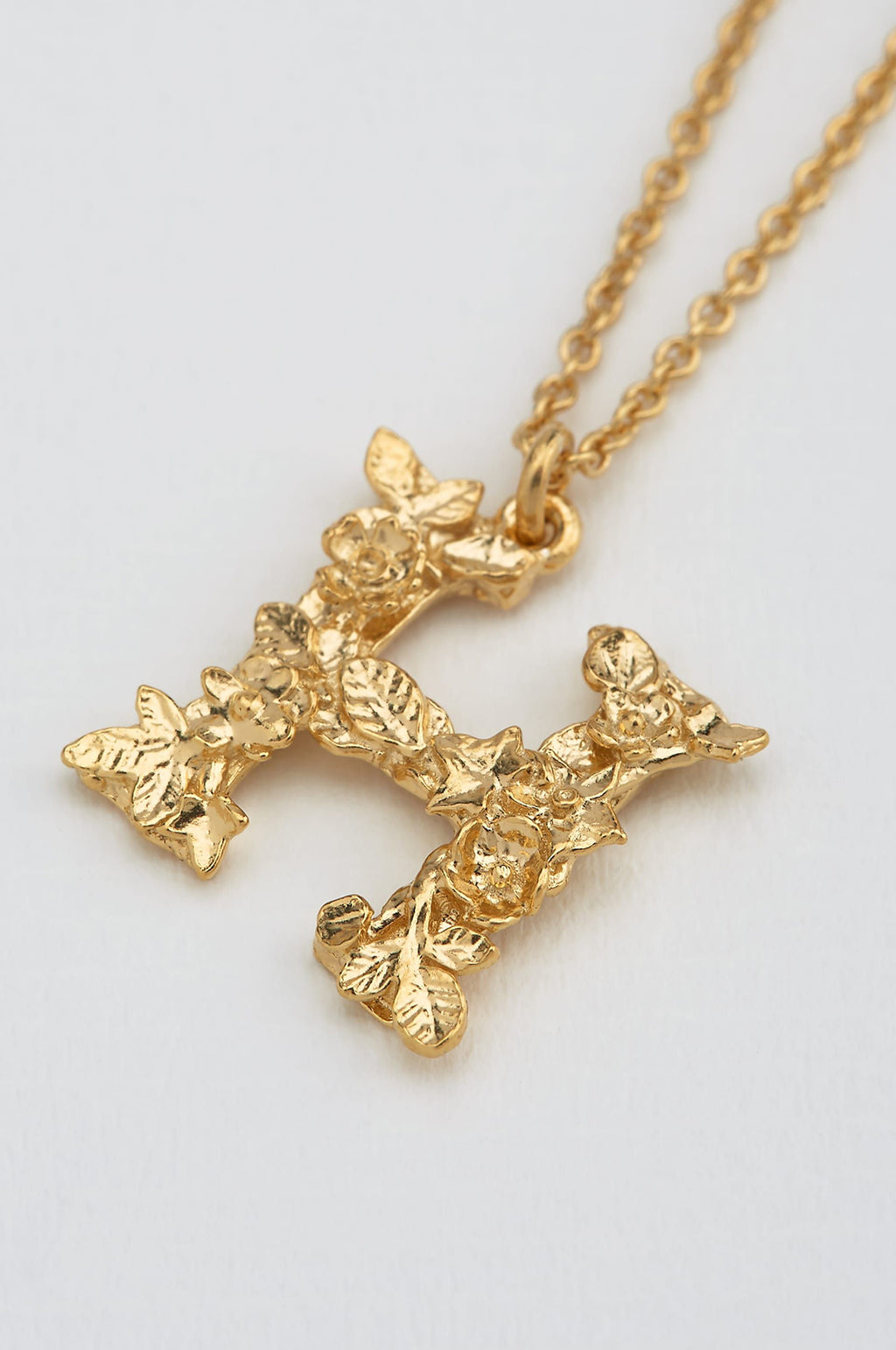 Floral Letter H Necklace Gold Plate