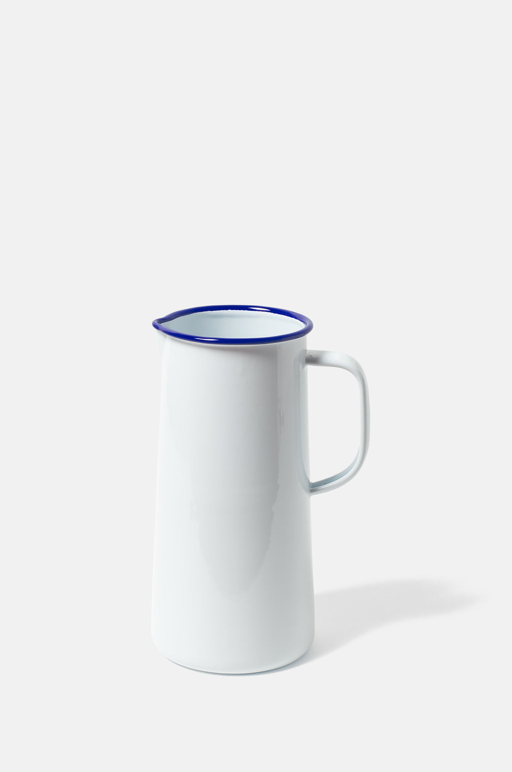 Falcon Enamelware 3 pint jug in original white with dark blue rim.