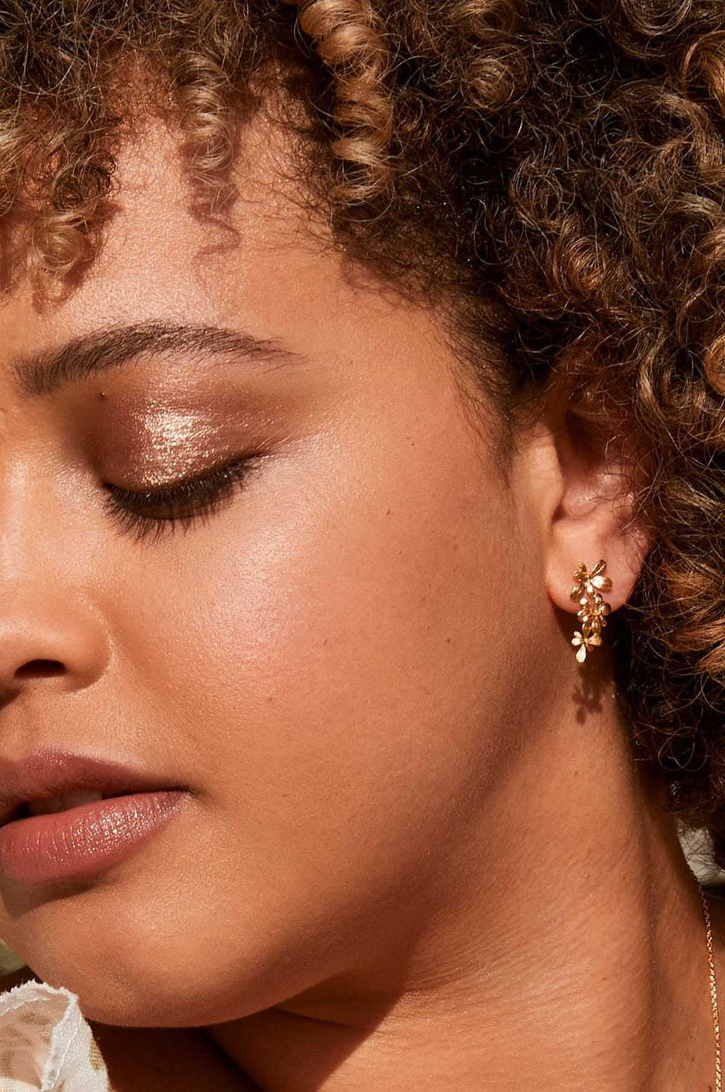 Sprouting Rosette Drop Earrings Gold