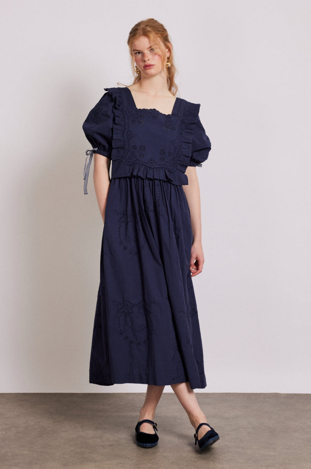 Damson Madder Rhea Dress Navy Broderie.